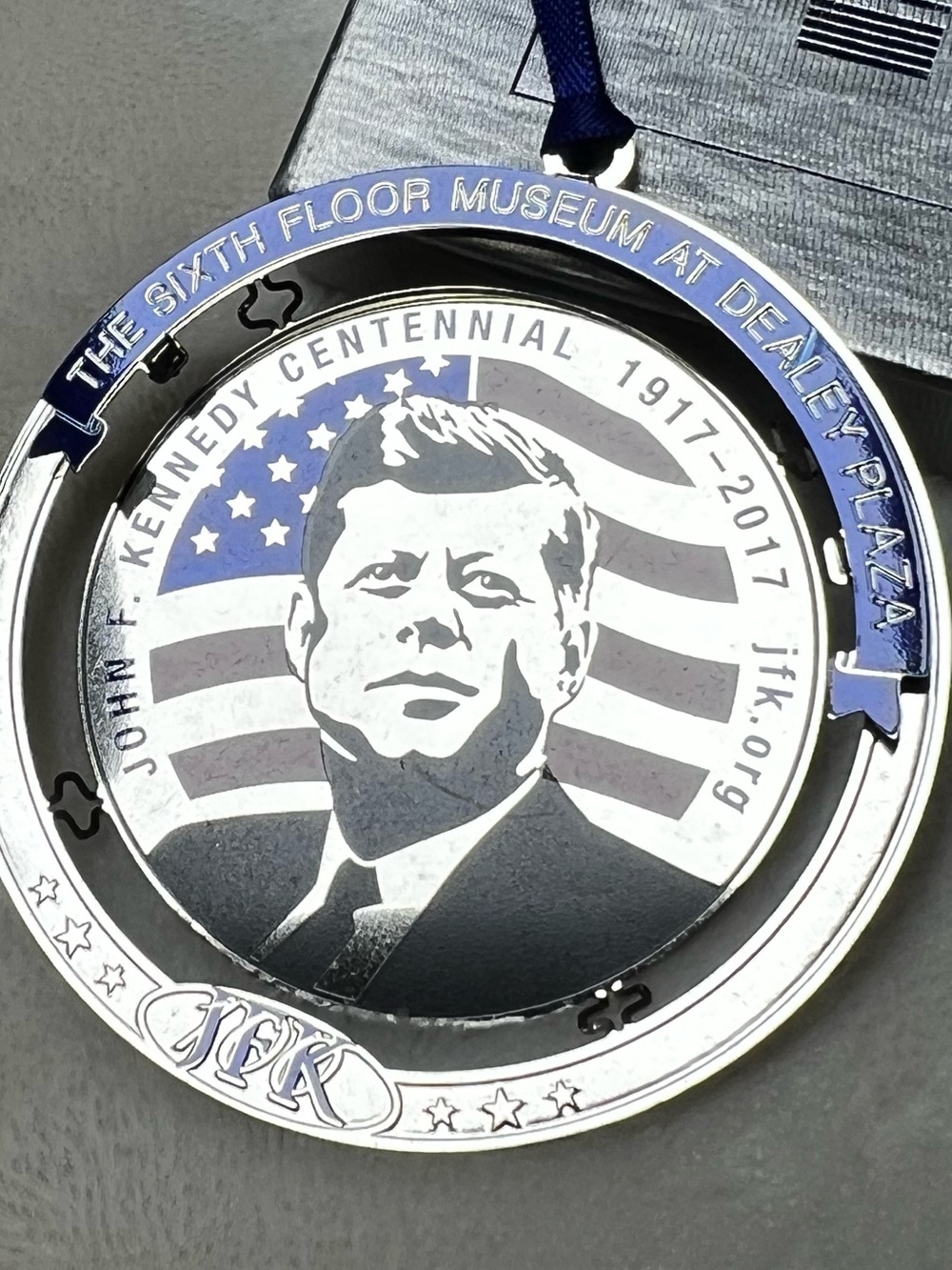 John F. Kennedy Centennial Ornament - Patriotic Red, Blue & Silver
